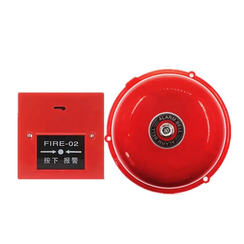BaiChuan Set sistem Alarm api, bel Alarm api diameter 6 inci 220v dengan kaca pecah, titik panggilan, dorong Manual
