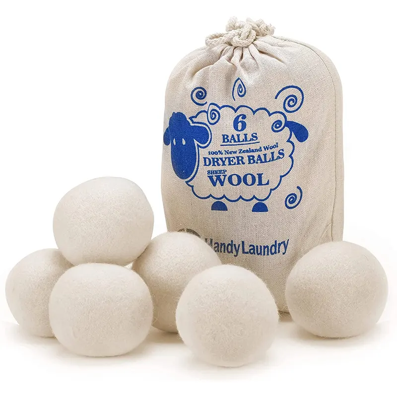 Bolas secadora de lana orgánica de 7cm para lavado de ropa Productos más vendidos 2024 Nueva tendencia en EE. UU. Bolas secadora compostables paquete de 6