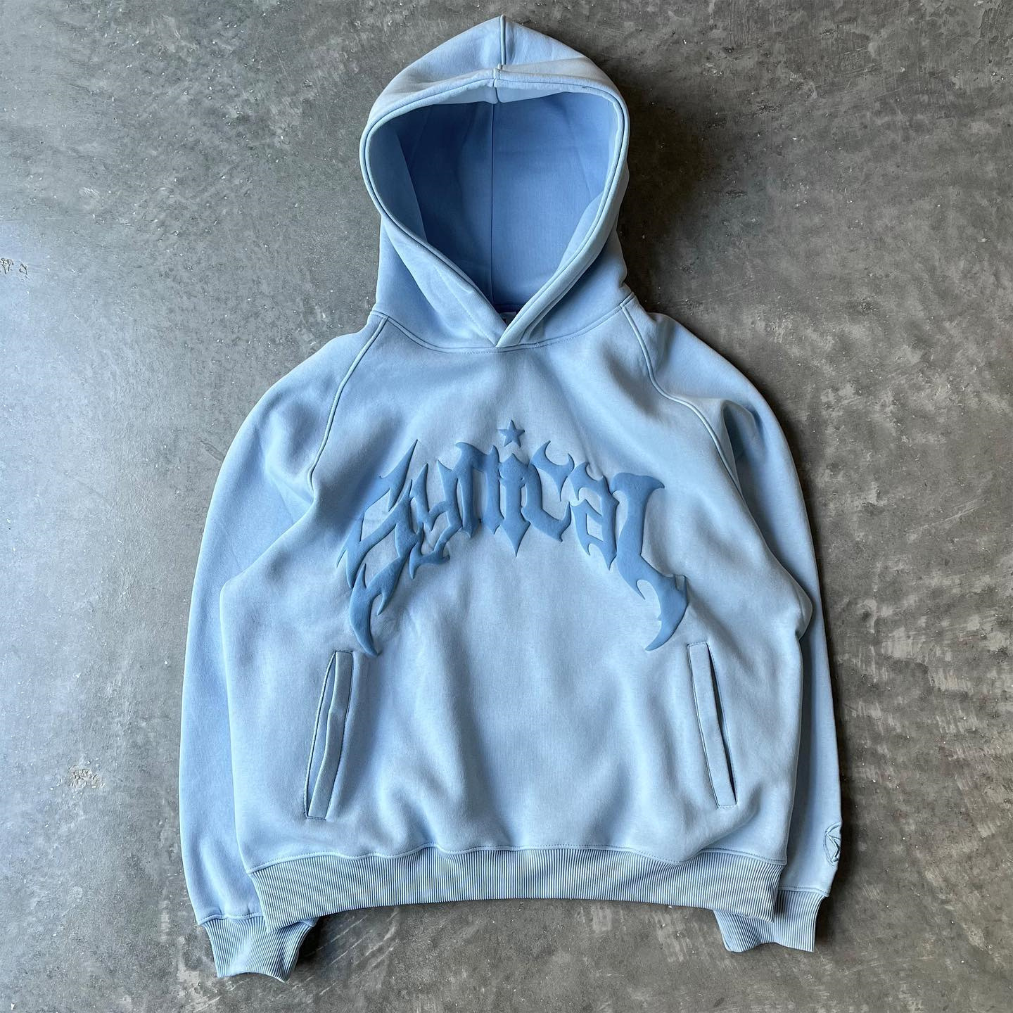 Blue hooded sweater