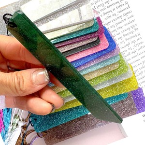 Boşlukları temizle dikdörtgen plastik akrilik imleri renkli püsküller şeffaf toplu DIY el sanatları asılı hediye etiketi için fiyat etiketleri - Product Image 4