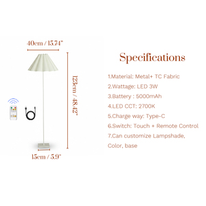 Bắc Âu hiện đại dẫn không dây Đèn sàn Pin hoạt động có thể sạc lại vải hoa Chụp đèn trang trí nội thất phòng khách phòng ngủ - Product Image 6