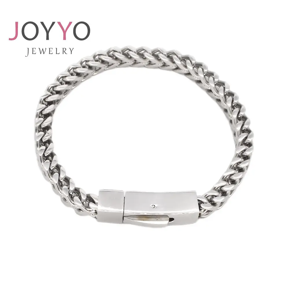 Polishing Steel Keel Man Chains Wristband 8MM Silver Stainless Steel Wheat Chain Bracelet Mens Jewelry