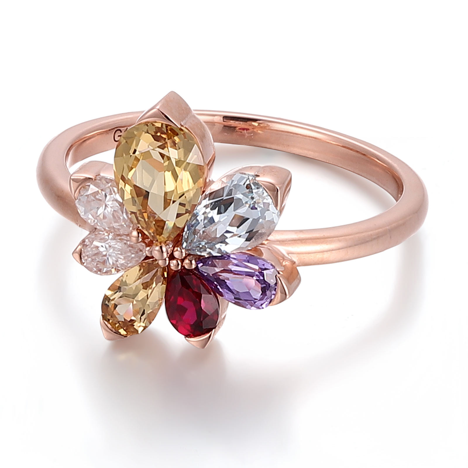 แหวนอัญมณีห้องปฏิบัติการทองคำแท้ 10K