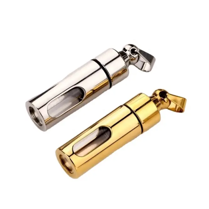 Colgante de Perfume dorado de acero inoxidable para hombre y mujer, diseño de botella, 316L