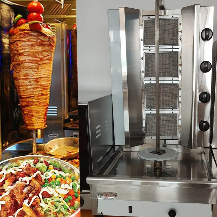 Tam otomatik shawarma makinesi döner kebap makinesi ızgara makinesi 2/3/4/5/6 brülör gaz ızgara