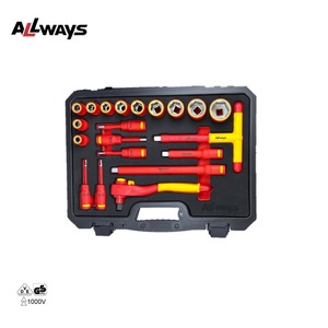 AllwaysTools 20PCS 1/2リバーシブルラチェットレンチセット1000V絶縁VDEハンドツールセット絶縁2層六角形ソケット