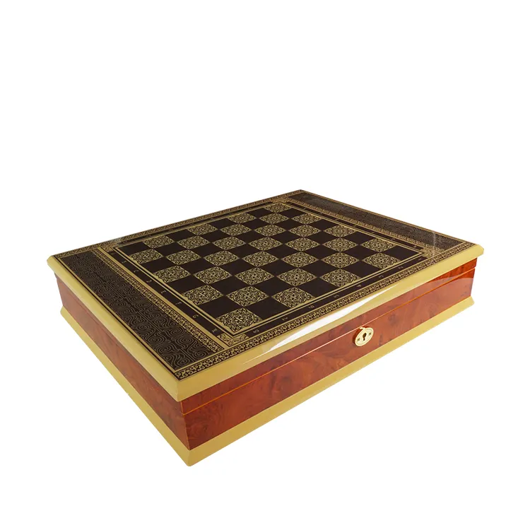 Personalize o projeto original xadrez pintura de madeira caixa de armazenamento de chocolate