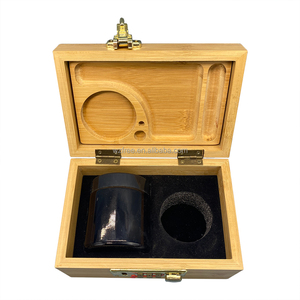 Tự nhiên sinh thái thân thiện tre thảo mộc hút phụ kiện cán khay ống lưu trữ mã hóa khóa hộp xì gà Máy xay Hộp quà tặng với bản lề - Product Image 5