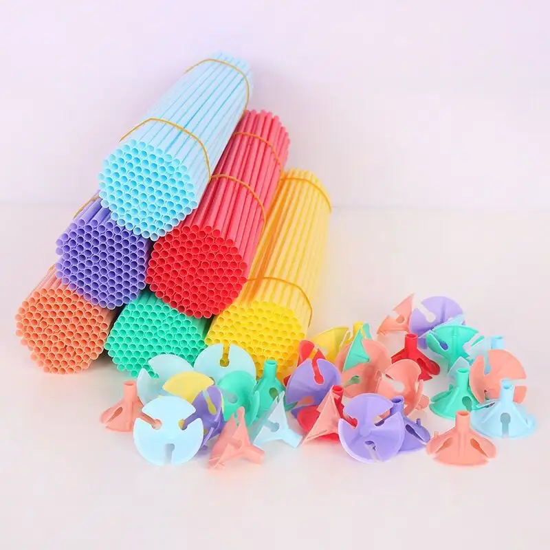 Palos y tazas de globos, accesorios para decoración de fiestas, palos de látex de plástico con tazas