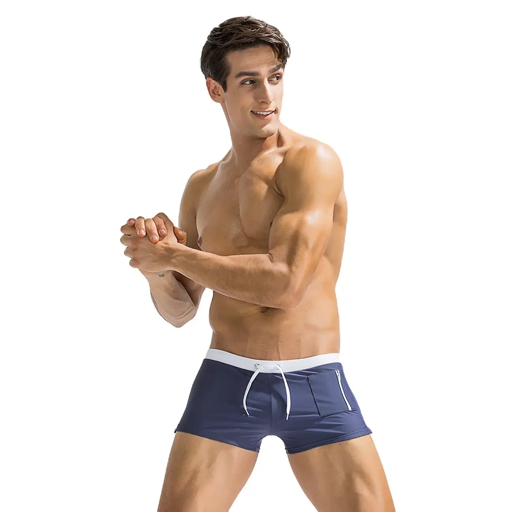 กางเกงบ็อกเซอร์ของผู้ชายชุดว่ายน้ำกางเกงบ็อกเซอร์แบบปรับแต่งได้มีกระเป๋า