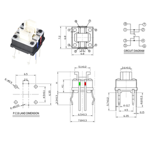 8 pin DPDT PCB mini push button schalter 3 farbe LED Illuminated Switch tact taktile momentary taster - Product Image 2