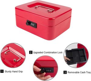 お金安全ボックスデジタルコードロックマルチコンパートメントデザインパスワードロック現金 & コインボックス - Product Image 3