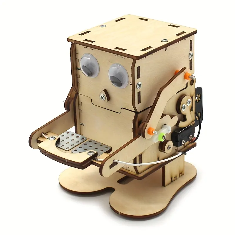 Kit percobaan sains Robot lempar koin rakit DIY kustom Kit pengajaran edukasi elektrik anak