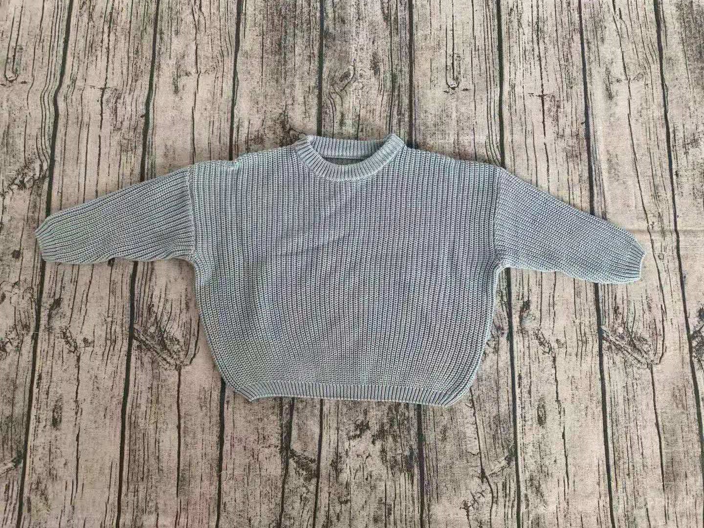 Dusty blue girls chunky cardigan sweater