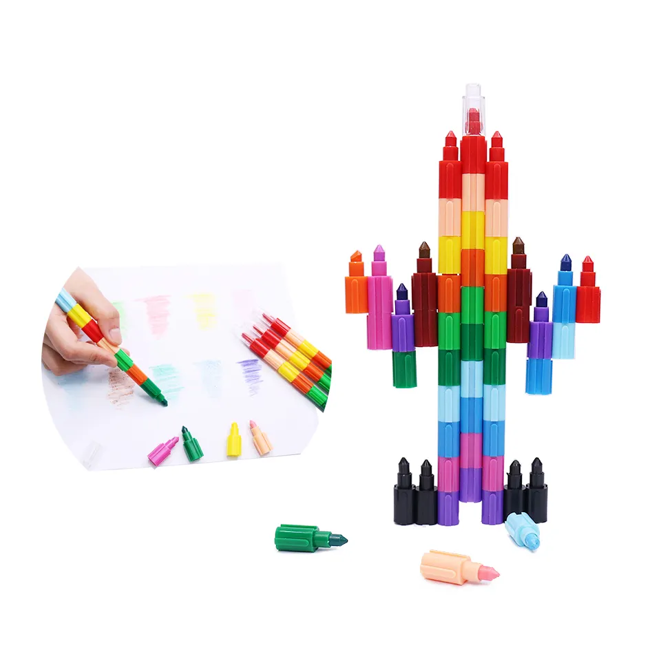 Bloques de construcción con forma de óleo Pastel, multicolores, juguete de dibujo, papelería de lujo, crayón pequeño