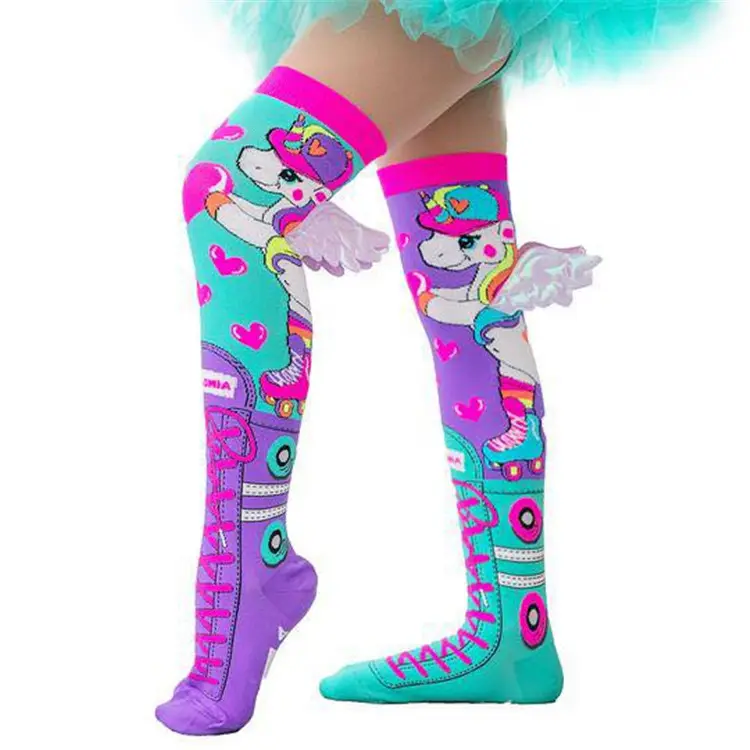 Meias criativas de estilo AB para crianças, meias de unicórnio com asas fofas, novidade e divertidas, com desenho personalizado, novidade e diversão