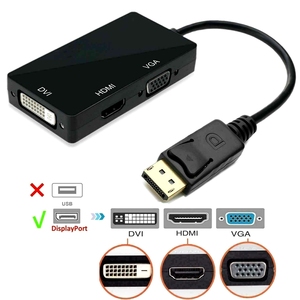 多機能3 in 1 Displayport DP to DVI VGAコンバータアダプタディスプレイポートケーブル1080P PCラップトップ用Comput - Product Image 4