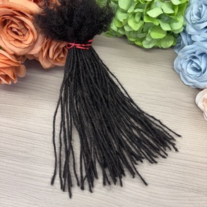 Permanent Human Hair Braid Extension Natural <strong>Black</strong> Handmade Locs Hair Extension Braid - Product Image 2