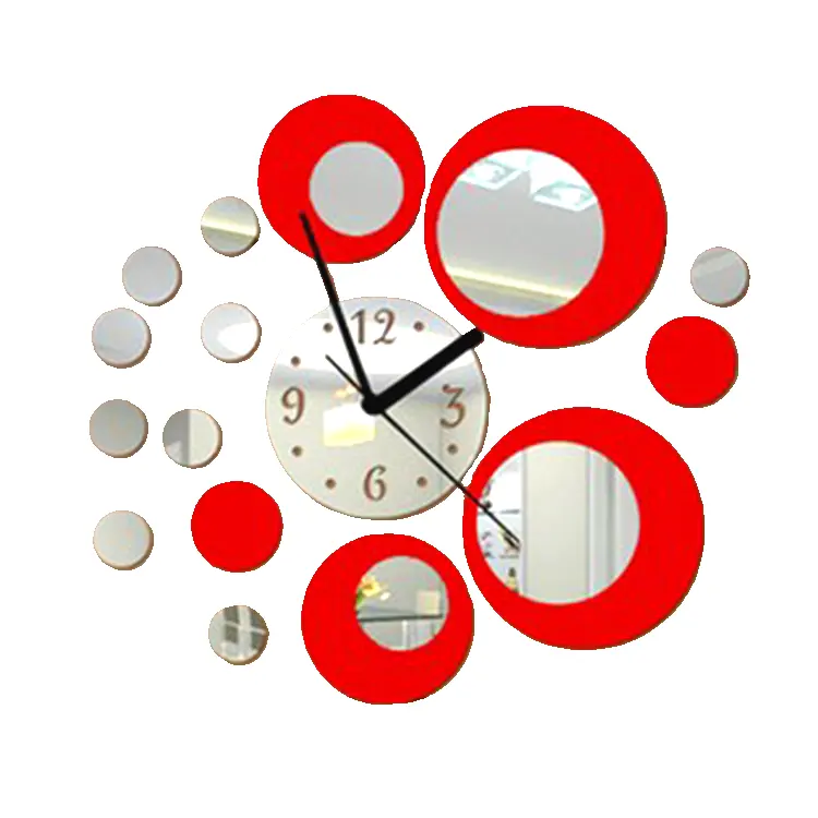 Fai da te circolare cerchio specchio combinazione adesivo da parete orologio arte acrilica soggiorno sala da pranzo decorazione 3D orologio da parete