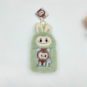 Karikatür Labubu peluş bozuk para cüzdanı yumuşak doldurulmuş hayvan Labubu kart tutucu Idol depolama kart çantası Pop Mart okul çantası anahtar kolye