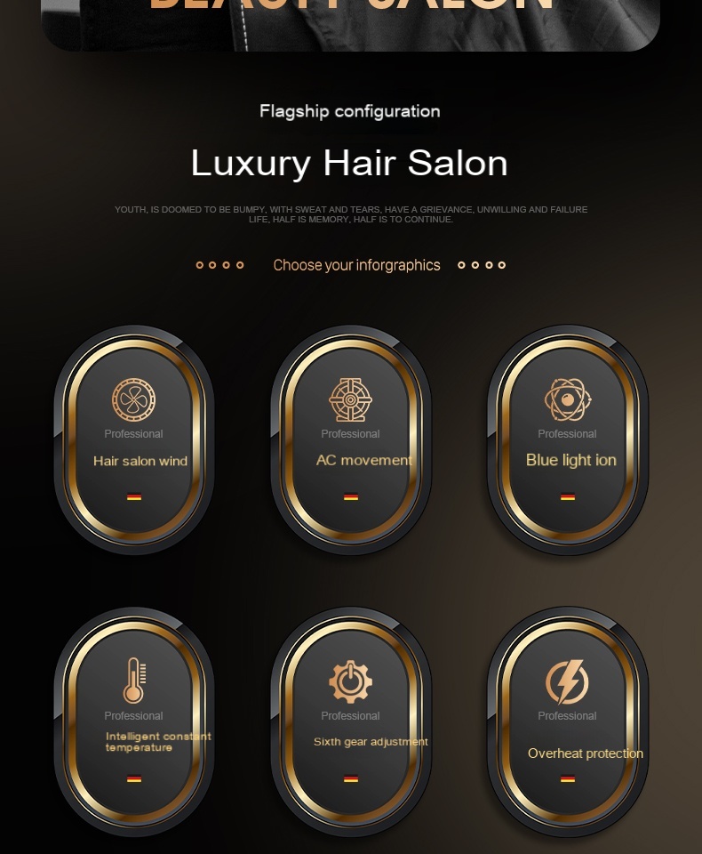 Hot Selling Salon Ac Motor Professional Blow Negative Ion Hair Dryer With Private Label Salon Ionic Function