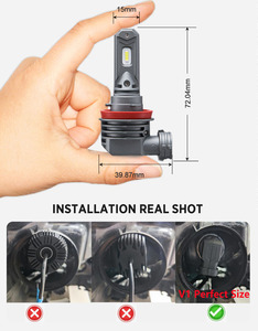 V1 fansız All-in-One LED kafa lambası H8 H9 H10 H11 HB3 HB4 sis ampul araba ampul yüksek performans LED far - Product Image 5