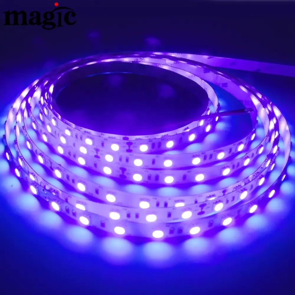 Bande LED UV ultraviolette 12V 24V SMD5050 IP65 IP68 IP67 390NM 365nm lumière noire