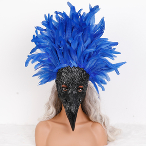 Mặt nạ lễ hội Venice với lông vũ thật được may thủ công dành cho lễ hội Burning Man, đạo cụ trang phục chính hãng với lông vũ thật - Product Image 3