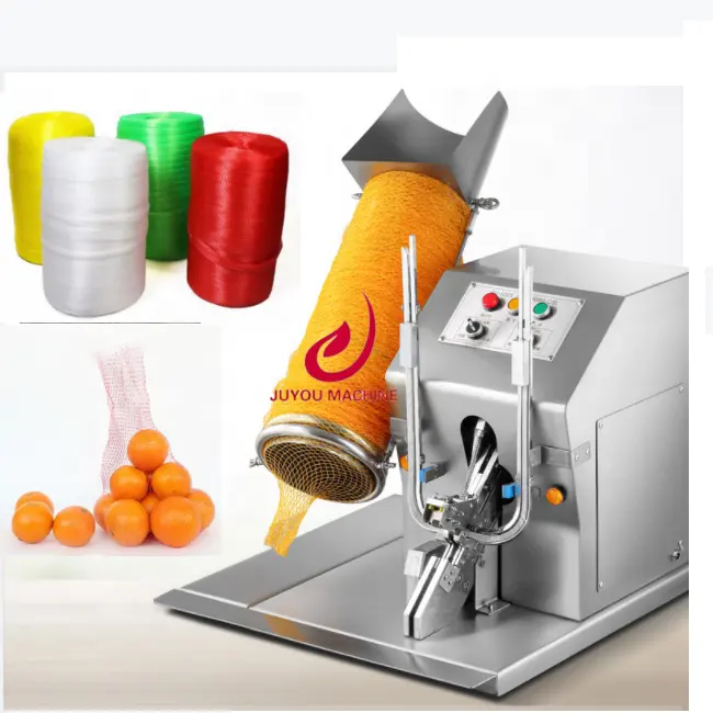 Máquina de atado de bolsas de malla de ajo y cebolla, máquina de recorte de bolsas de red de patata y jengibre, máquina de embalaje de kiwi de pomelo y fruta