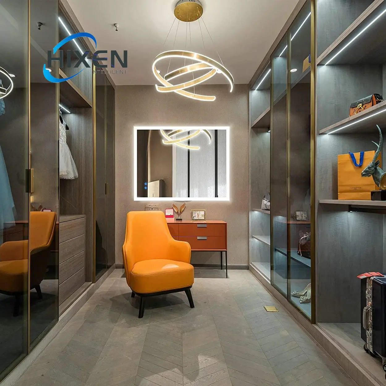 HIXEN 18-1A personnalisé prix d'usine moderne IP44 mur illuminé hôtel maison salle de bain intelligent miroir LED