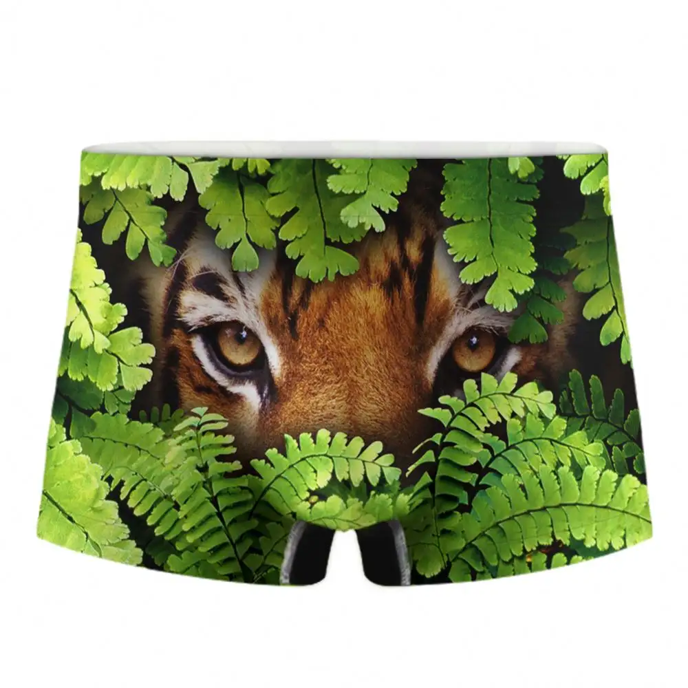 Print on Demand Animal Tiger Pattern No Ride Up Fashion Men's Boxer Briefs Shorts Soft Underwear Pouch