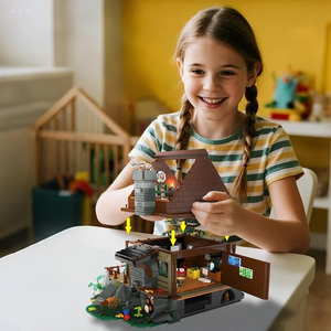 Cayi cabin khối xây dựng thiết lập với đèn LED Forest House đồ chơi xây dựng log cabin Bộ dụng cụ xây dựng món quà sinh nhật cho trẻ em - Product Image 4