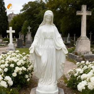 Mily tùy chỉnh bằng đá cẩm thạch trắng Virgin Mary bức tượng với mở tay cho ngoài trời nghĩa trang - Product Image 3
