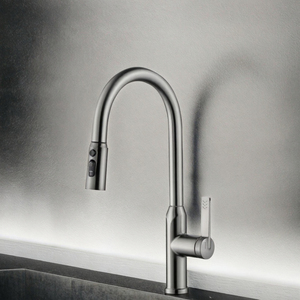 Hiện đại cổ điển màu đen thép không gỉ cảm ứng kéo đơn xử lý sàn gắn vòi bếp kéo phun nước nóng lạnh - Product Image 2