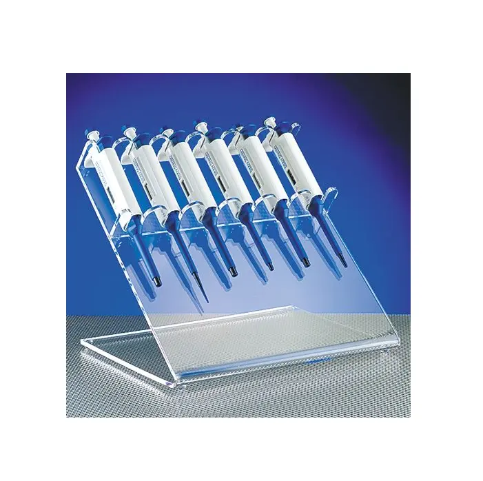 Laboratory Plastic Utility Rack Clear Acrylic Mechanical Pipette Fillers Stand Z Shape 6 Holes