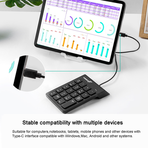 Teclado numérico portátil de 19 teclas de tamaño pequeño, contabilidad financiera, teclado de número con cable USB C para tableta portátil