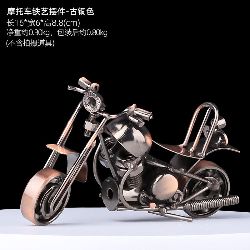Motocicleta Harley de bronce antiguo de 16 cm.