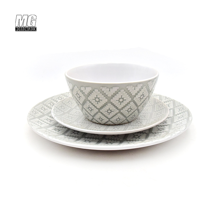 luxury tableware juego de vajillas porcelana silk screen pad printing kitchen dinnerset 16 pcs dinnerware ceramic dinner set