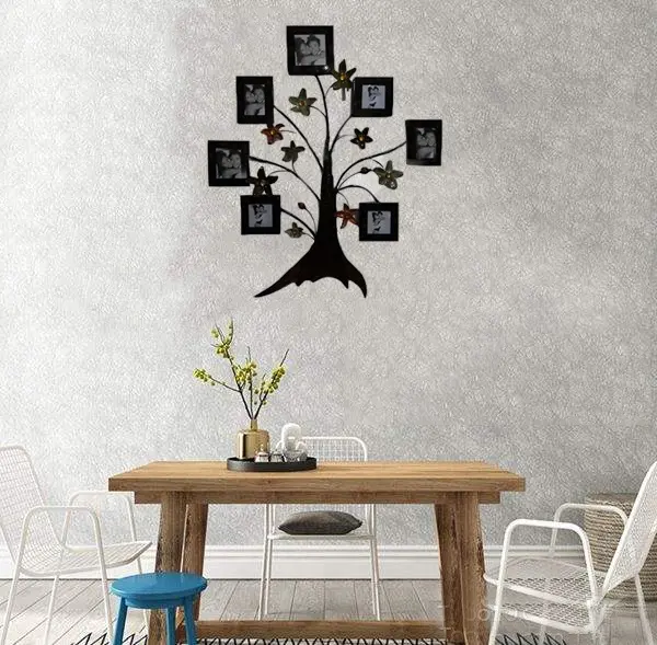 Yeni Stil Yüksek Kalite Sıcak Ağacı Şekil Duvar Asılı Aile Metal Fotoğraf Çerçeveleri