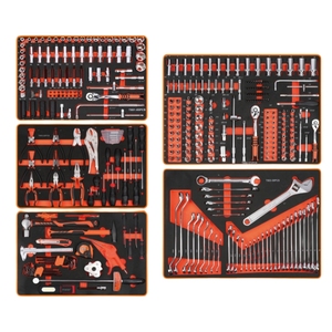 黑色和红色7抽屉滚动工具储物柜，带369件手动工具车库车间金属工具车 - Product Image 6
