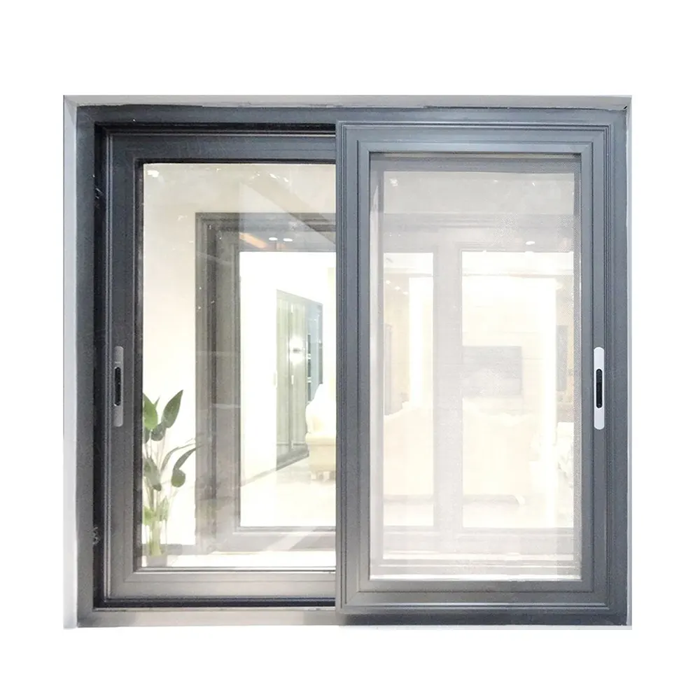 Zonron Precio barato Ventanas correderas Insonorizadas Ventana de aluminio de doble acristalamiento Iso9001 Catálogo de ventanas de aluminio