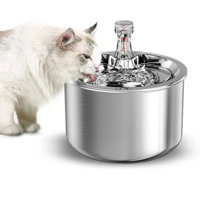 2022 yeni tasarım 2L paslanmaz çelik Pet içme çeşmesi köpek kedi su çeşmesi dağıtıcı