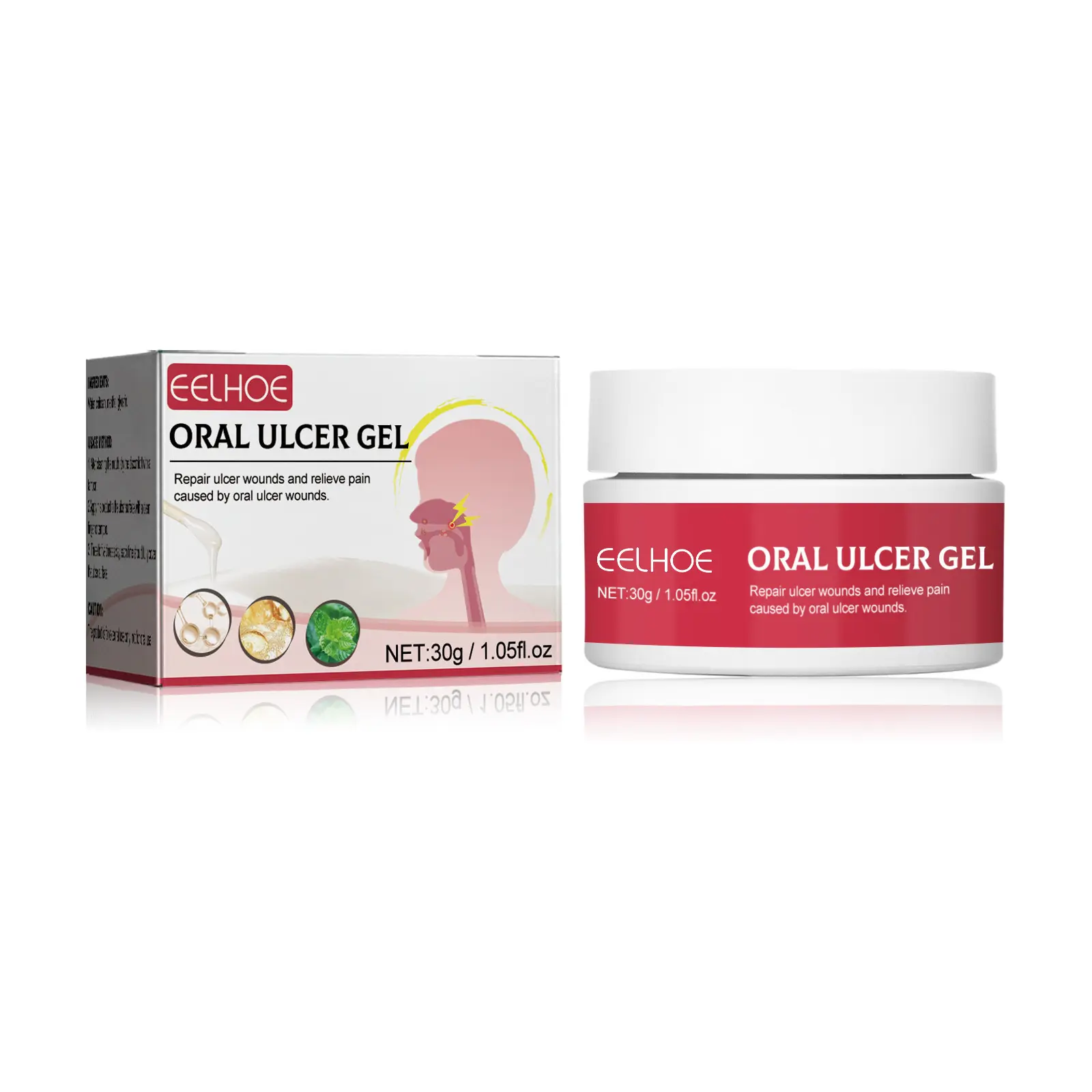 EELHOE Oral Repair Gel Lindert das Schäumen von Mund-und Zungen gingival Fire Oral Wound Pain Repair Gel