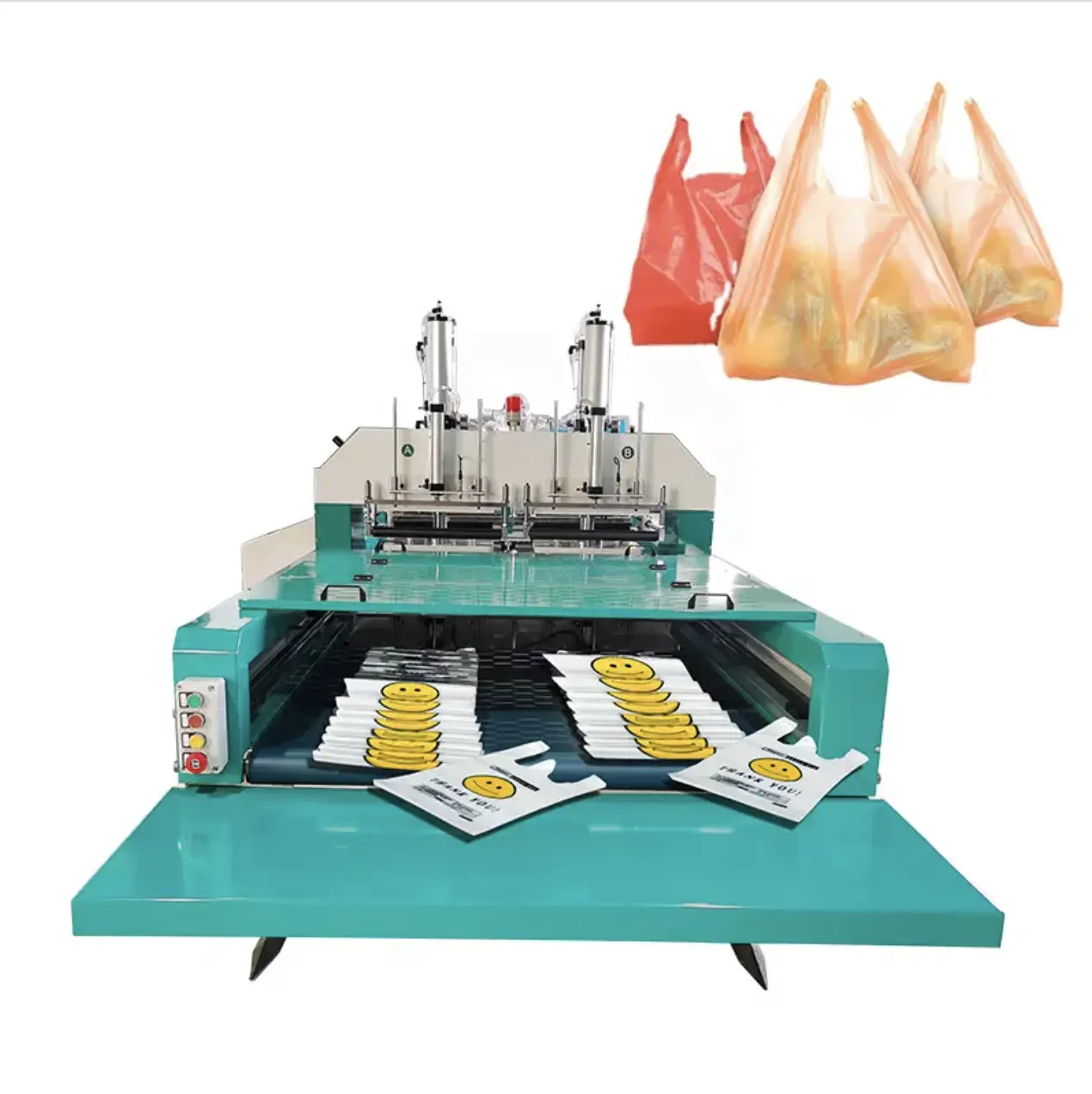 Saco de lixo plástico para camisetas, sacola de plástico biodegradável de alta velocidade para nylon HDPE LDPE, máquina automática de corte a quente