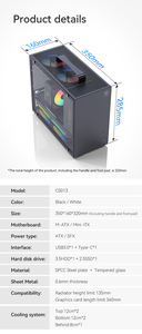 SNOWMAN CS013 Mini-<span class=keywords><strong>ITX</strong></span>-Tower-PC-Gehäuse Kleines Tragbares Gaming-PC-Gehäuse mit 5 ARGB-Lüftern und Einer Seite aus Gehärtetem Glas Erhältlich in Schwarz und Weiß - Product Image 6