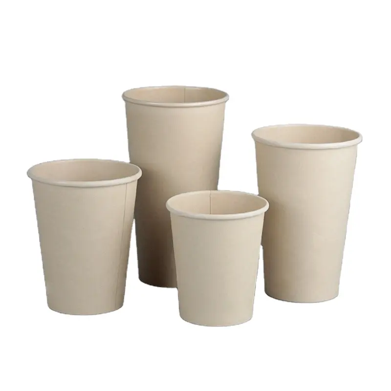 Approvisionnement d'usine de haute qualité gobelets en papier de pulpe de bambou jetables biodégradables pour l'emballage de boisson chaude de café de thé avec couvercle