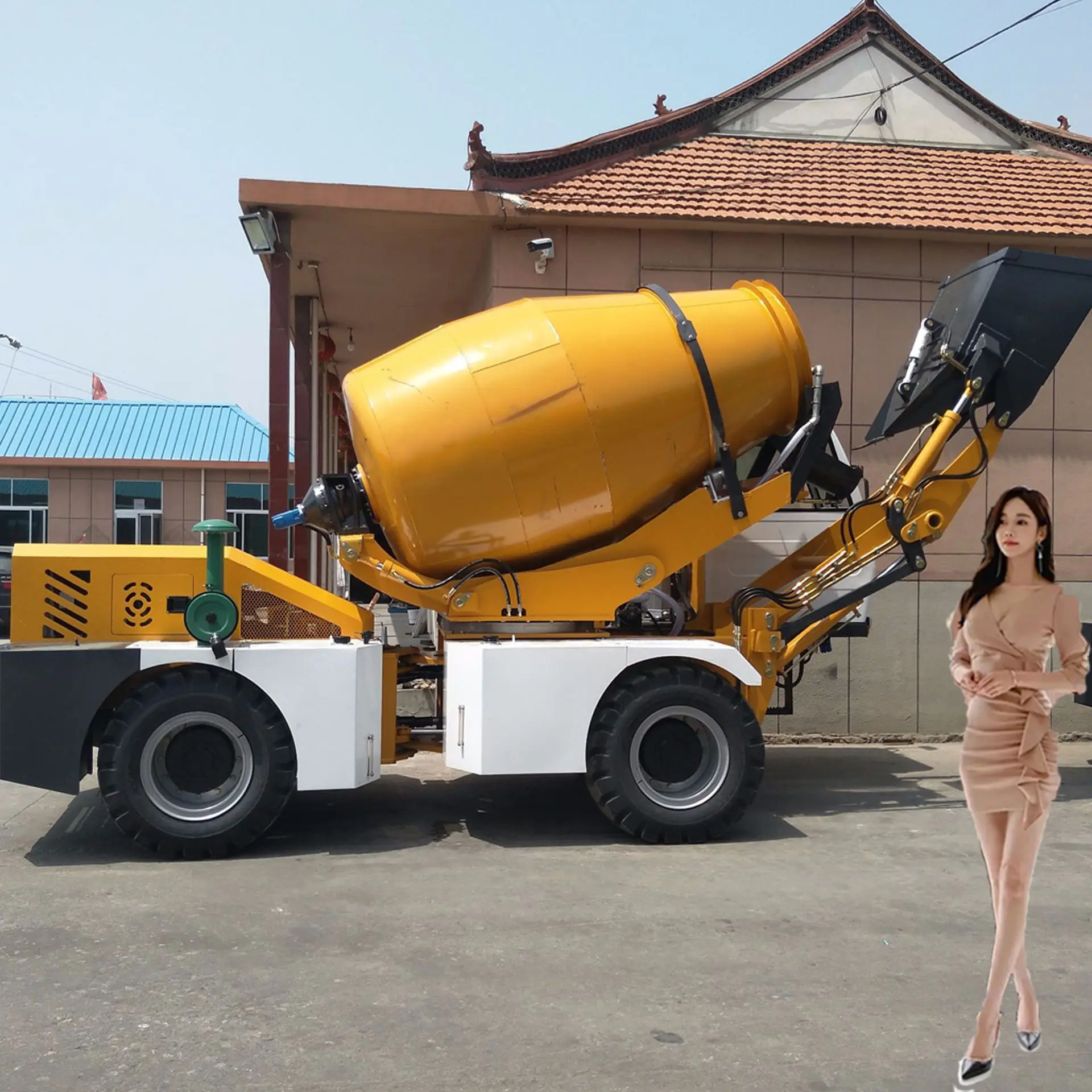 0.5m3 di động di động mini bê tông xi măng trộn Máy bê tông mixertruck gắn trộn bê tông