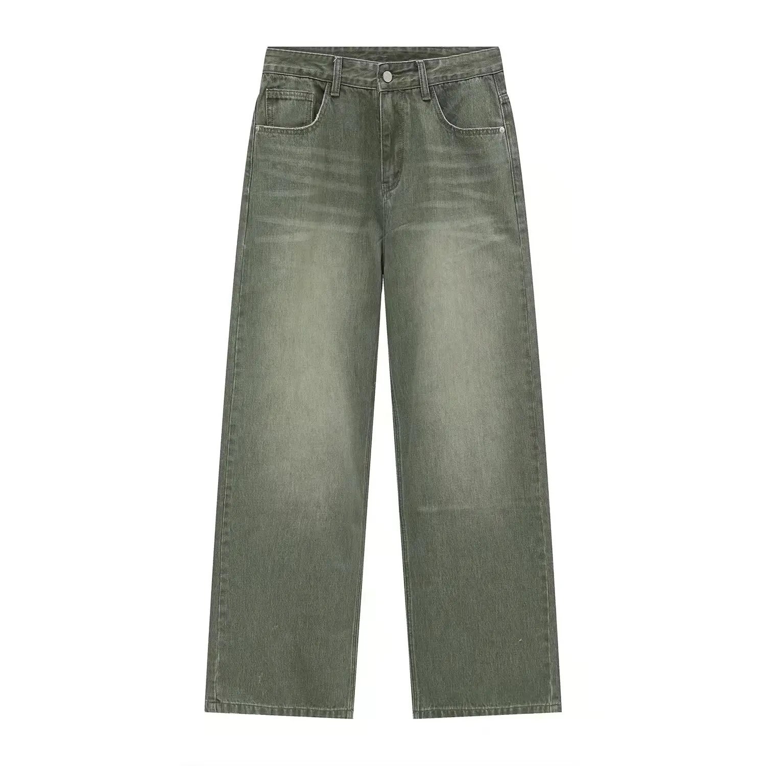 2023 gris vert personnalisé denim wash jeans Baggy fit personnalisé empilé jeans Streetstyle biker jeans jambe large pantalon hommes