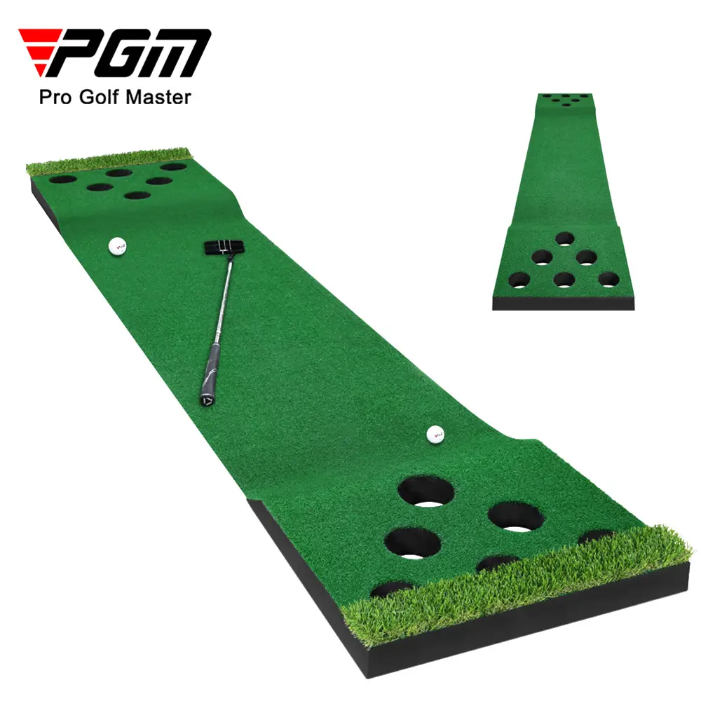 PGM GL018-putting green artificial, inclinación de Juego de 3m, ajustable, para golf en interior, Verde