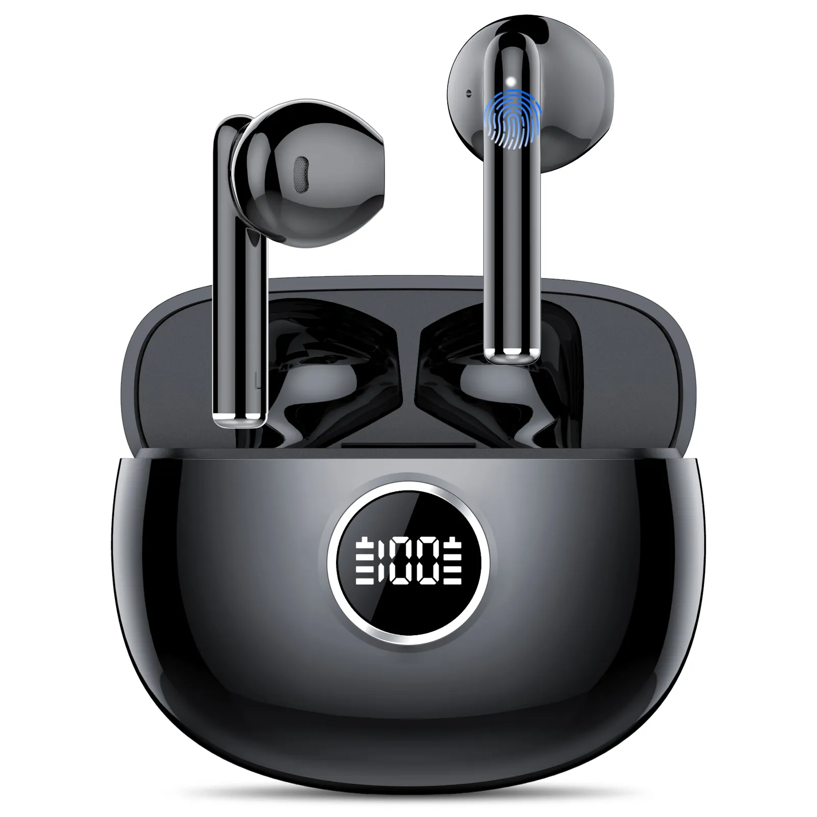 Produsen Cina BT 5.3 earbud nirkabel 37 H panjang waktu bermain earphone Smart Touch Control headphone dalam telinga untuk perjalanan